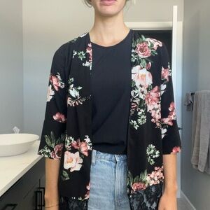 Dex Floral Black Kimono